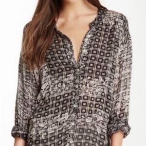 Free People caravan plaid floral  Button Down Shirt size XS
